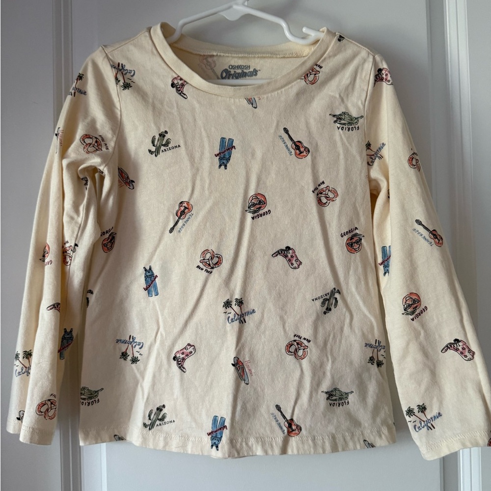OshKosh B'gosh Cream Tee with State Graphics - Size 6/6X - Preloved